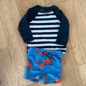Tea collection 3-6 months crab swimsuit and matching rash guard